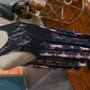 Free People Black and Pink Patterned Dress